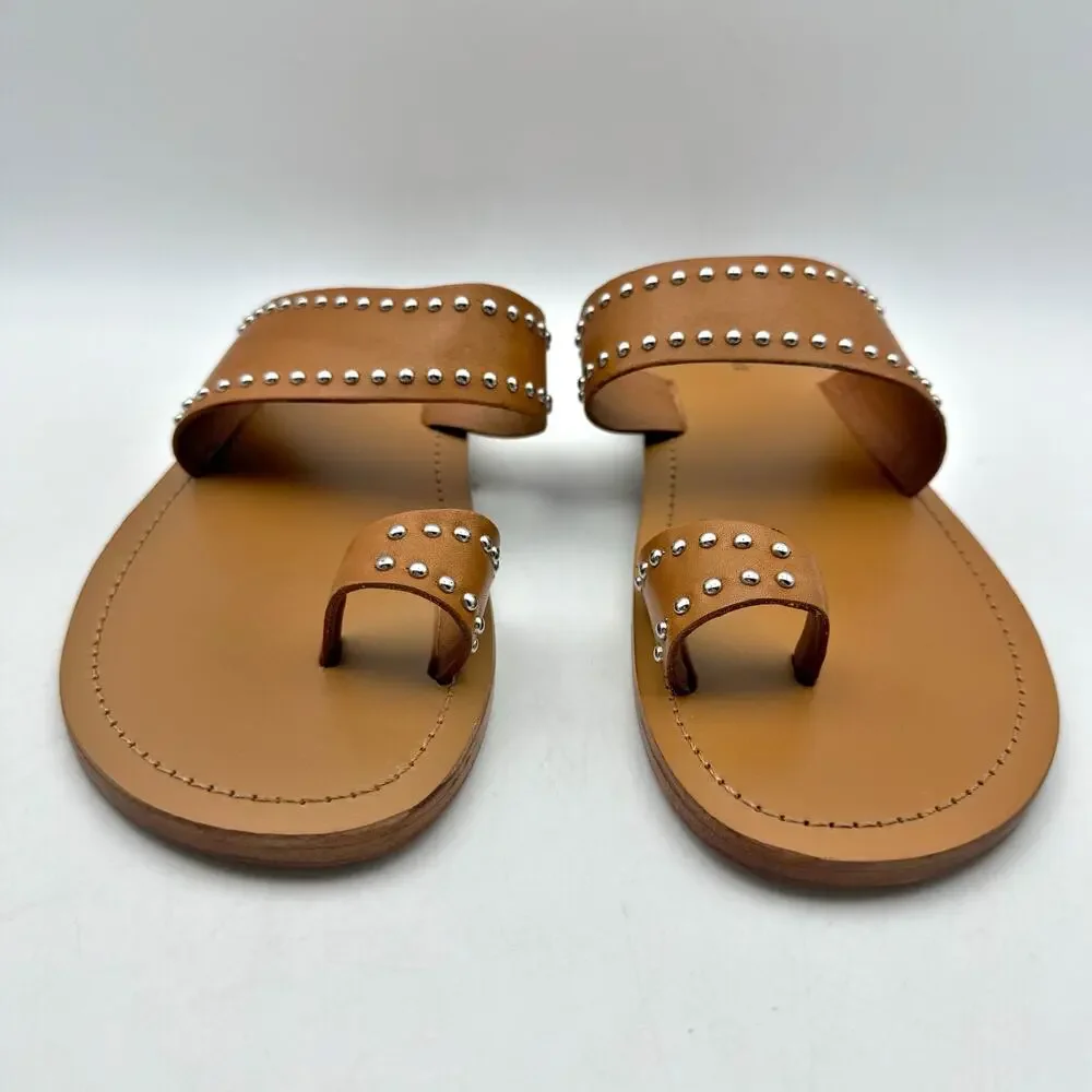 Free People Womens Amelie Tiny Stud Sandals US 9 Brown Tan Leather Slip On NIB - Picture 6 of 13